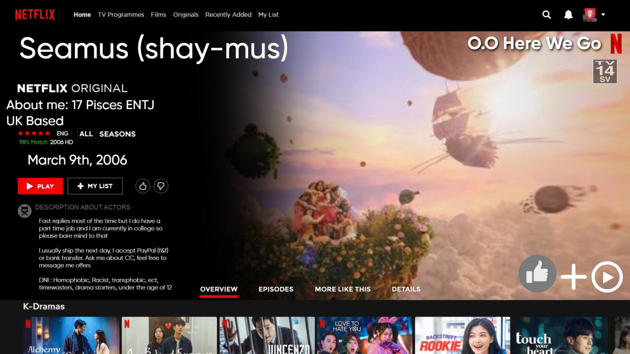 Netflix layout of the info below